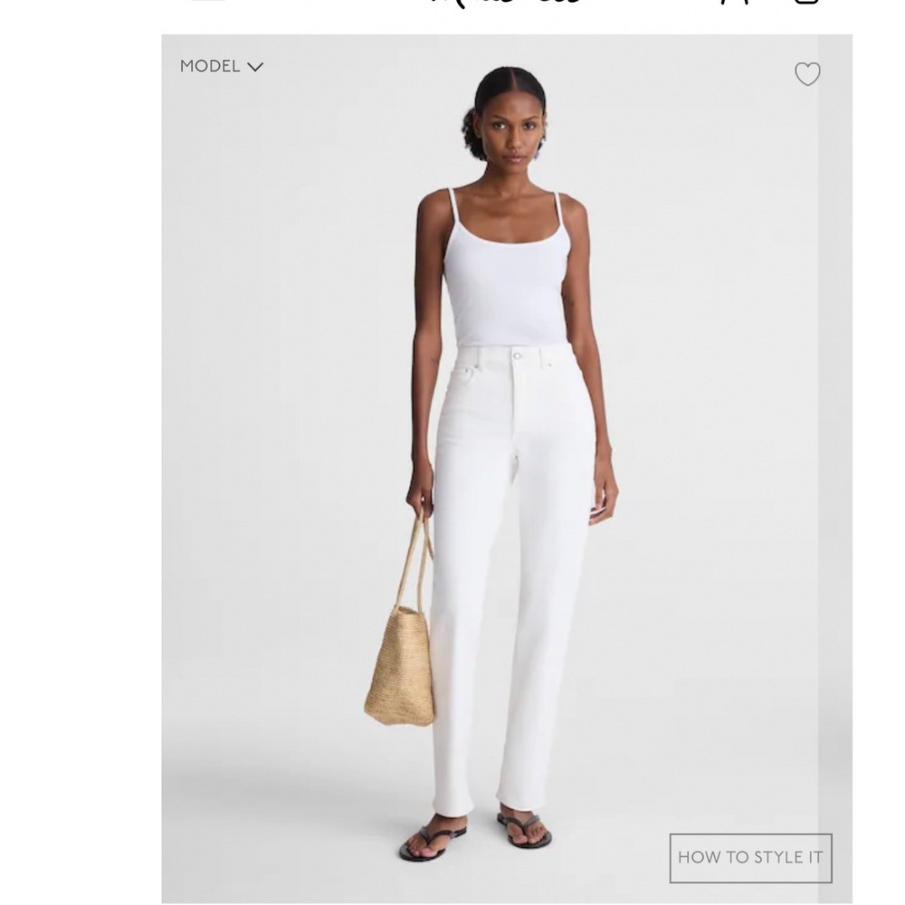 Madewell Jeans Womens 25 White New Straight High Rise The Longline Straight Jean
